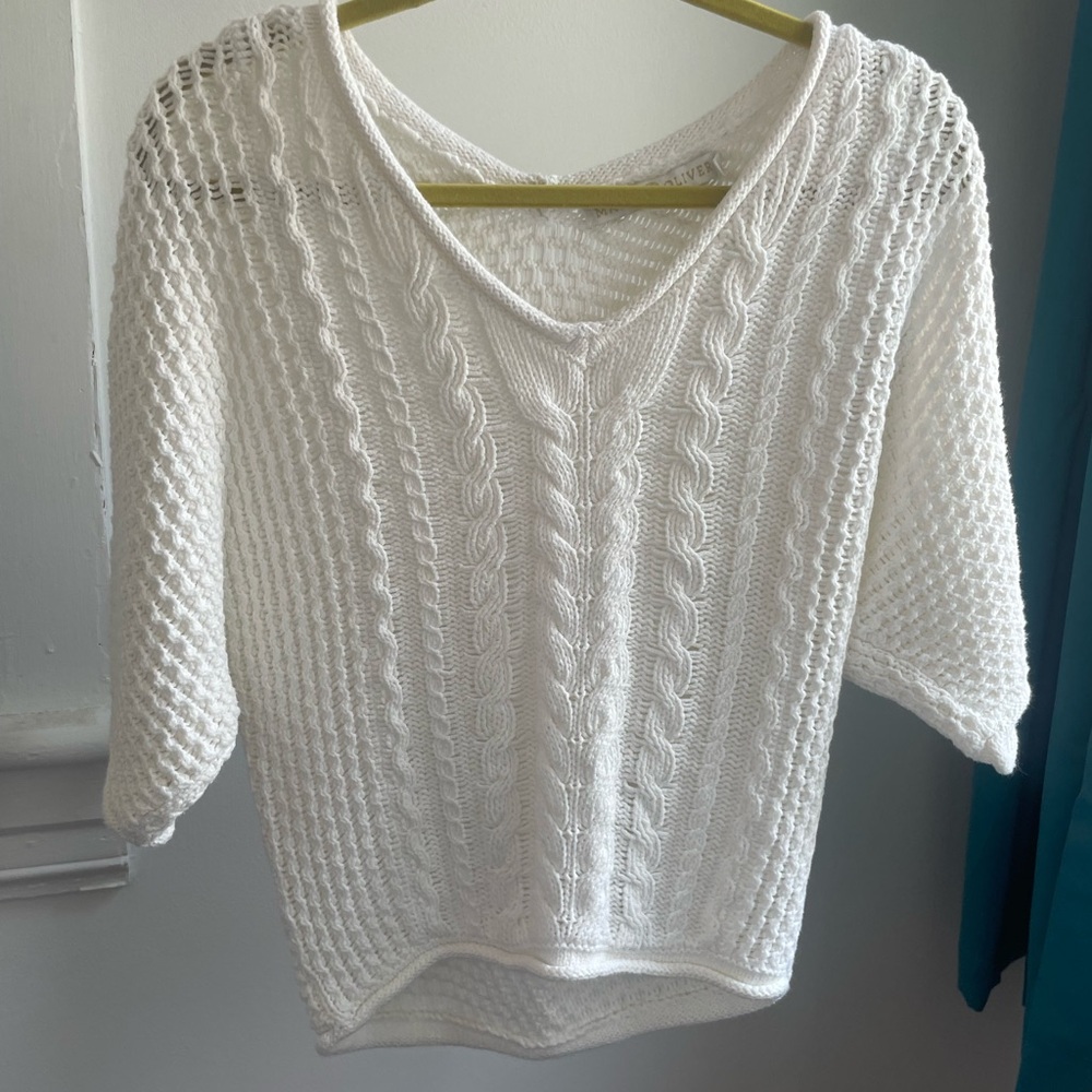 White Marie Oliver 3/4 sleeve sweater top size xs